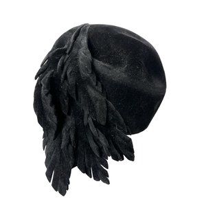 Vintage Junior B Bee Black Pillbox Hat Corona Made in Italy